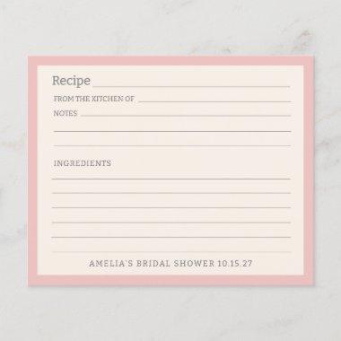 Simple Light Pink Border Personalized Recipe Invitations