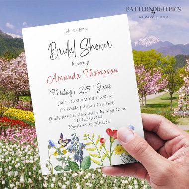 Simple Love Bloom Wildflower Floral Bridal Shower Invitations