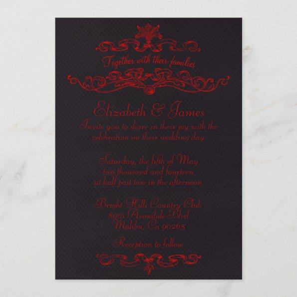 Simple Luxury Black And Red Wedding Invitations