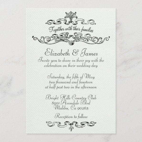 Simple Luxury Black And White Wedding Invitations