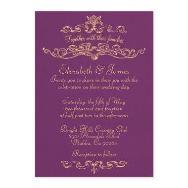 Simple Luxury Purple And Gold Wedding