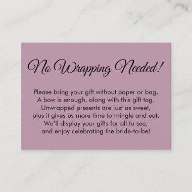Simple Mauve No Wrapping Needed Bridal Shower Enclosure Invitations