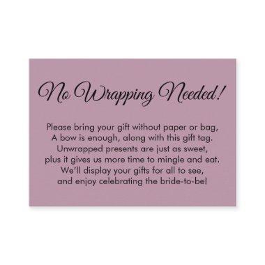 Simple Mauve No Wrapping Needed Bridal Shower Enclosure Invitations