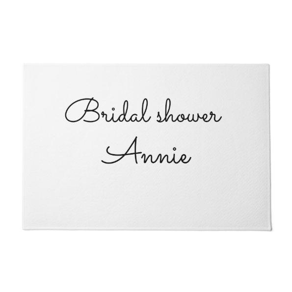 simple minimal add your name text bridal shower t doormat