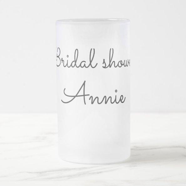 simple minimal add your name text bridal shower t frosted glass beer mug