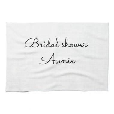 simple minimal add your name text bridal shower t kitchen towel