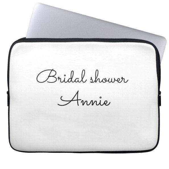 simple minimal add your name text bridal shower t laptop sleeve