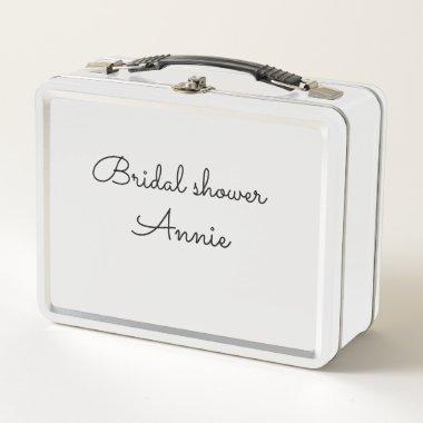 simple minimal add your name text bridal shower t metal lunch box