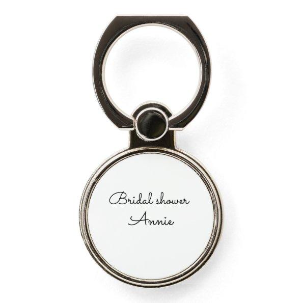 simple minimal add your name text bridal shower t phone ring stand