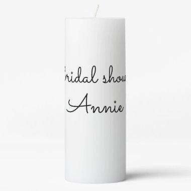 simple minimal add your name text bridal shower t pillar candle