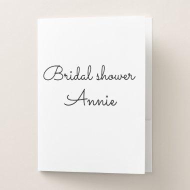 simple minimal add your name text bridal shower t pocket folder