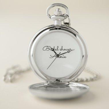 simple minimal add your name text bridal shower t pocket watch