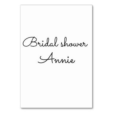 simple minimal add your name text bridal shower t table number