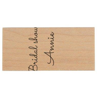 simple minimal add your name text bridal shower t wood flash drive