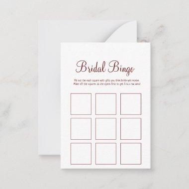 simple minimal bridal bingo bridal shower game note Invitations