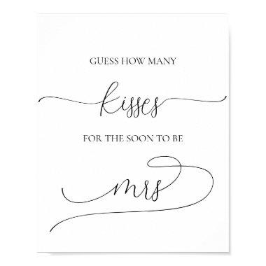 Simple Minimal How Many Kisses Bridal Shower Game Poster