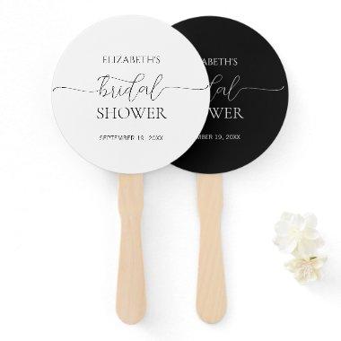 Simple Minimal Script Black & White Bridal Shower Hand Fan