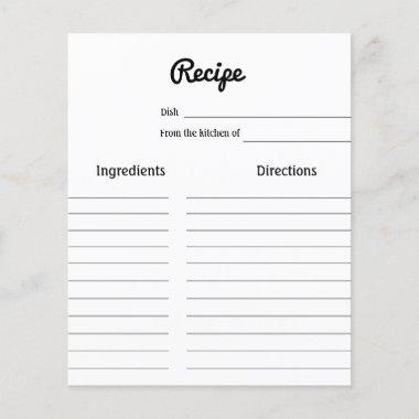 simple minimal script bridal shower recipe Invitations