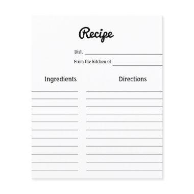 simple minimal script bridal shower recipe Invitations