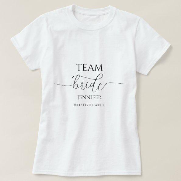 Simple Minimal Script Bridal Shower Team Bride T-Shirt