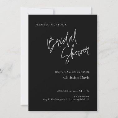 Simple Minimalist Black Bridal Shower Invitations