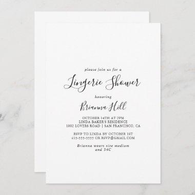 Simple Minimalist Bridal Lingerie Shower Invitations