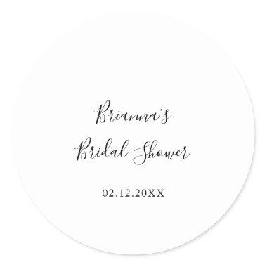 Simple Minimalist Bridal Shower Favor Classic Round Sticker