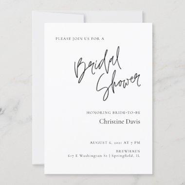 Simple Minimalist Bridal Shower Invitations