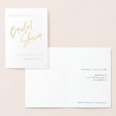 Simple minimalist Bridal Shower invite Foil Invitations