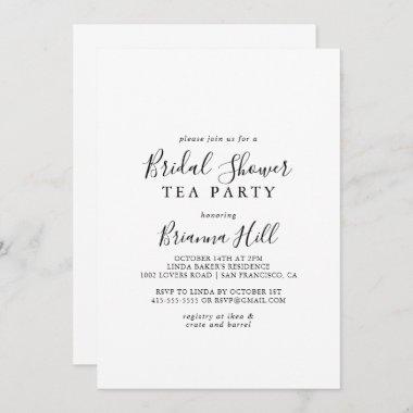 Simple Minimalist Bridal Shower Tea Party Invitations