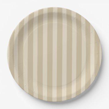 Simple Minimalist Brown Tan Striped Paper Plates