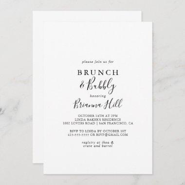 Simple Minimalist Brunch and Bubbly Bridal Shower Invitations