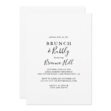 Simple Minimalist Brunch and Bubbly Bridal Shower Invitations