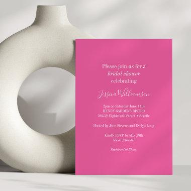 Simple Minimalist Cute Hot Pink Bridal Shower Invitations