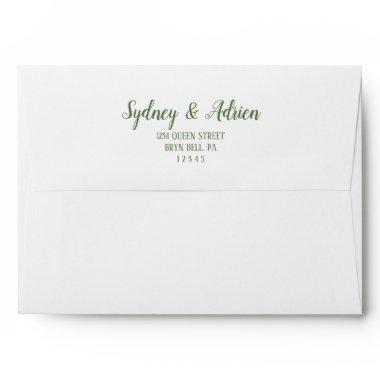 Simple Minimalist|Dark Sage Wedding Invitations Envelope