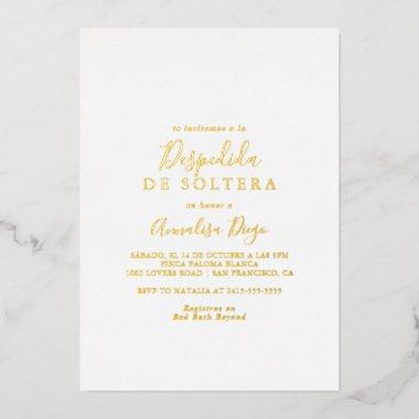 Simple Minimalist Despedida de Soltera Gold  Foil Invitations