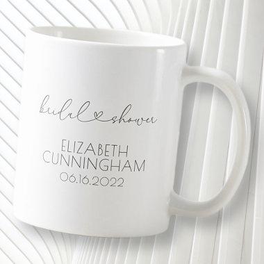 Simple Minimalist Elegant Chic Heart Bridal Shower Coffee Mug