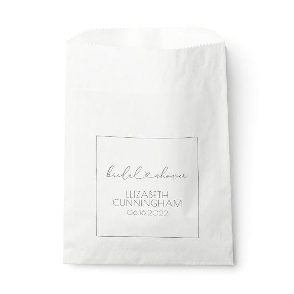 Simple Minimalist Elegant Chic Heart Bridal Shower Favor Bag