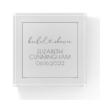 Simple Minimalist Elegant Chic Heart Bridal Shower Paperweight