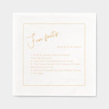 Simple Minimalist Elegant Fun Facts Wedding Foil Napkins