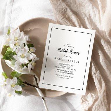 Simple Minimalist Frame Bridal Shower Invitations