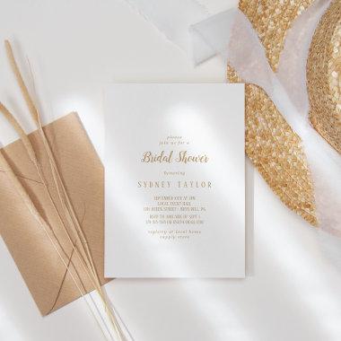 Simple Minimalist|Gold Bridal Shower Invitations