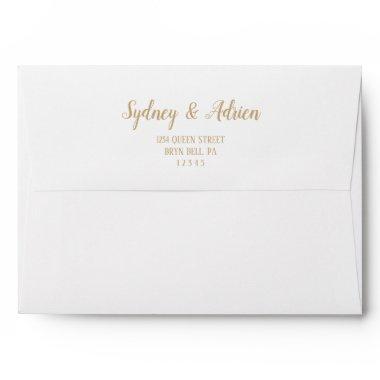 Simple Minimalist|Gold Frame Wedding Invitations Envelope