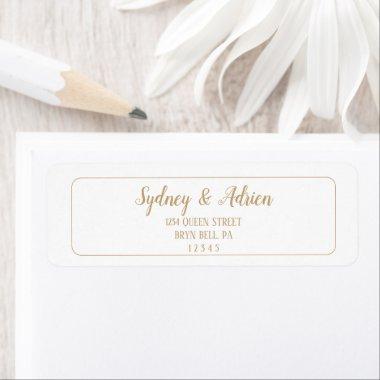 Simple Minimalist|Gold Invite Frame Return Address Label