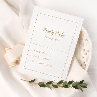 Simple Minimalist|Gold Wedding Frame RSVP Card
