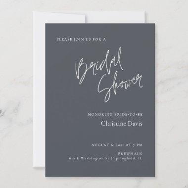 Simple Minimalist Grey Bridal Shower Invitations