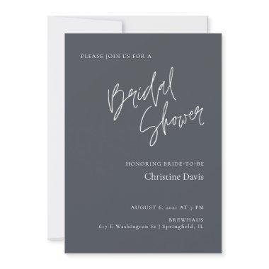 Simple Minimalist Grey Bridal Shower Invitations