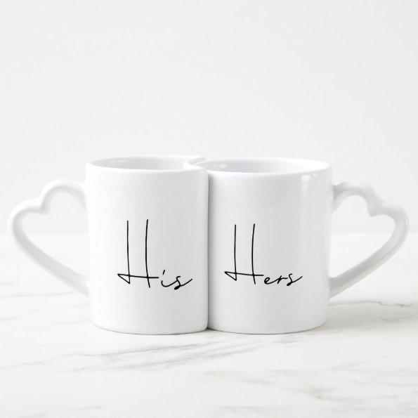 Simple minimalist His and Hers Mr and Mrs Coffee Mug Set