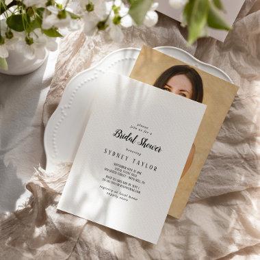 Simple Minimalist Photo Bridal Shower Invitations