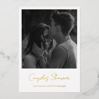 Simple Minimalist Photo Couples Shower Gold Foil
